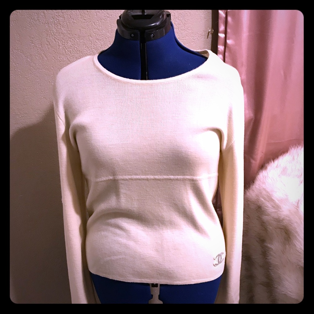 Authentic cream white Chanel Sweater medium large